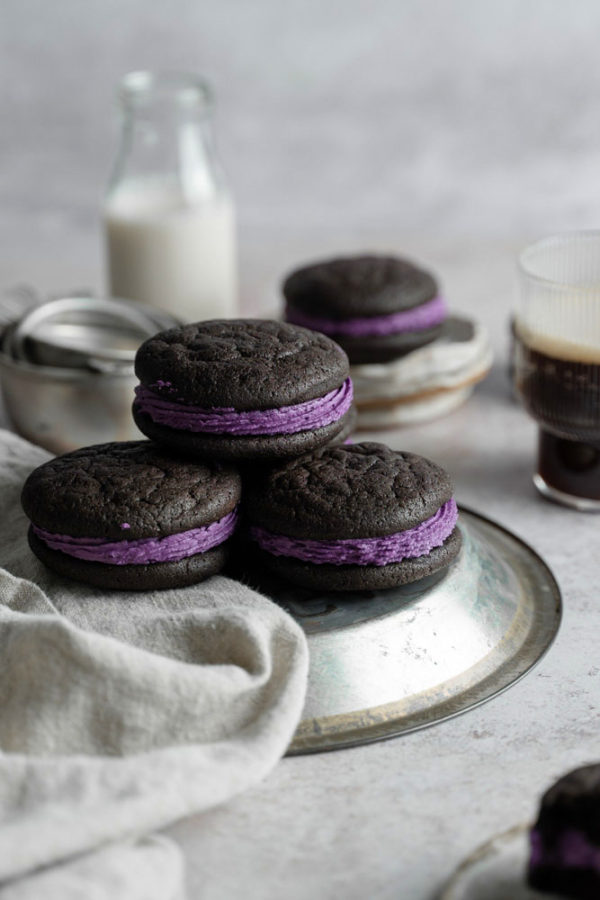 Chocolate Ube Whoopie Pies