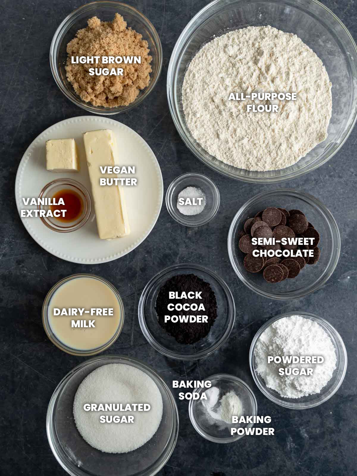 Ingredients for vegan halloween spooky cookies.