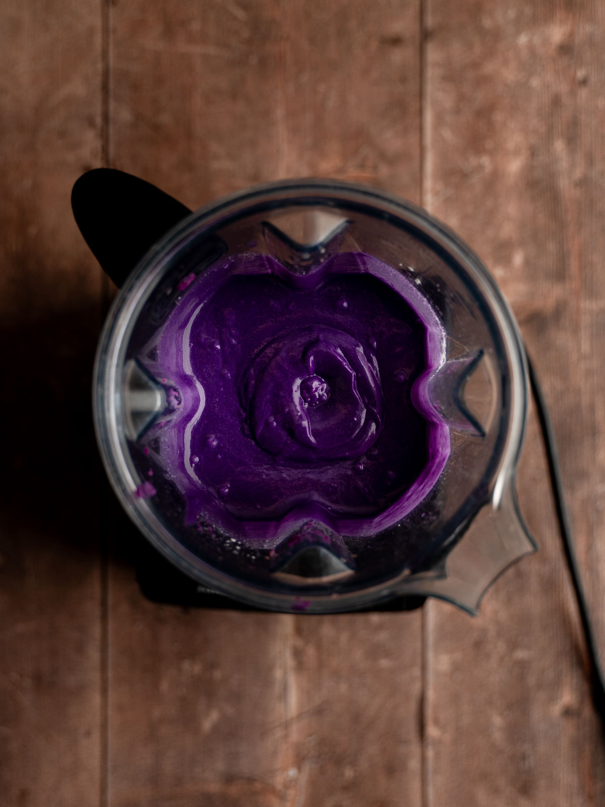 Ube pie filling blended in a blender.