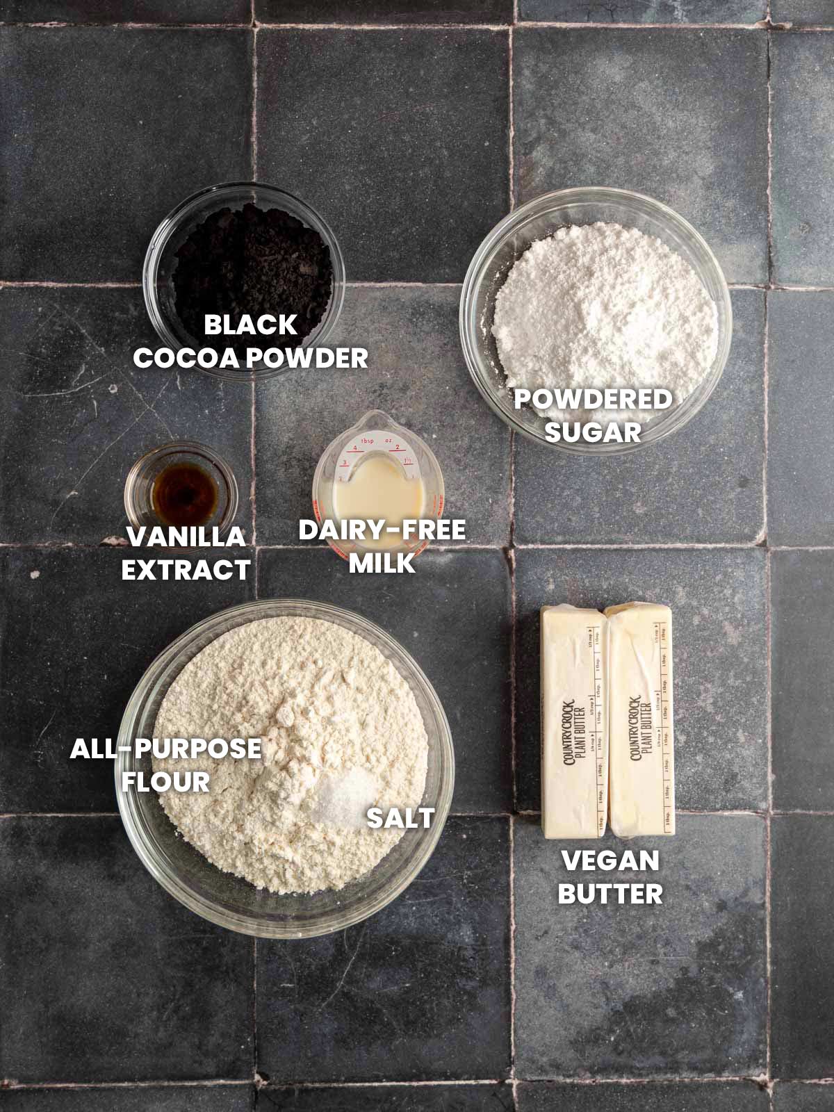 Ingredients for vegan skeleton cookies.