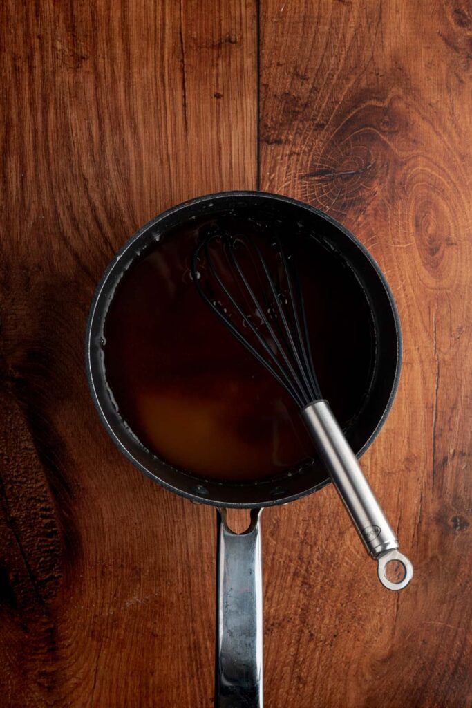 Saucepan with syrup ingredients
