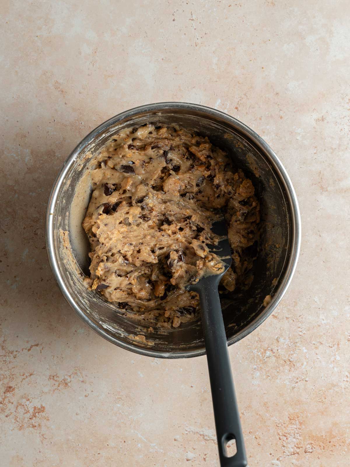 Added semi-sweet chocolate and crushed graham crackers to the cookie dough.